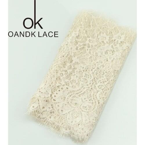 Eyelash Lace Fabric 18 cm DIY Decorative High Quality Soft Off Nylon Eyelash Lace Trim Wedding Dress Fabric