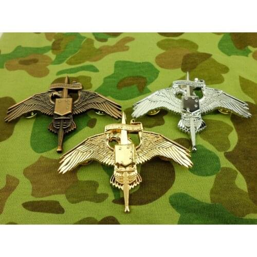 METAL THREE COLORS US MARINE RAIDER INSIGNIA USMC MARSOC BADGE PIN WINGS-0426 Military Store