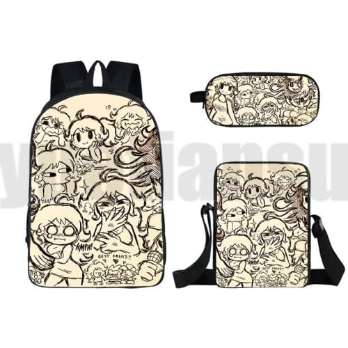3 Pcs Set 16 Inch Friday Night Funkin Backpack Shooting Game Pencil Case Shoulder Bag Anime 3D Bookbag Bagpack School Bag New
