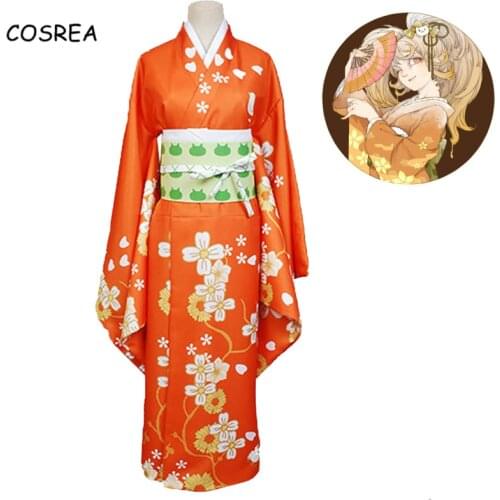 Game Danganronpa 2 Hiyoko Saionji Cosplay Costumes Girls Hiyoko Orange Dress Kimono Sets Hair Wigs For Women Halloween Party