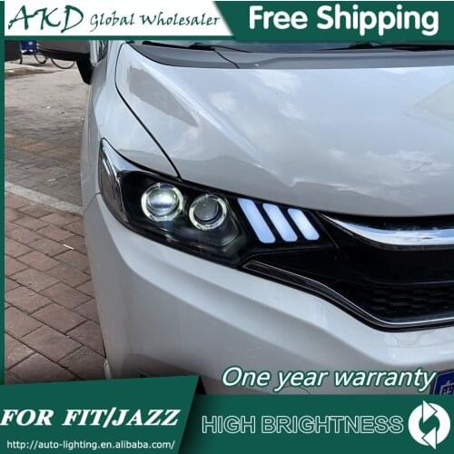 Headlights For Car Honda Jazz 2014-2019 New Fit DRL Day Running Light Head Lamp LED Bi Xenon Bulb Fog Light Tuning Car Accessory