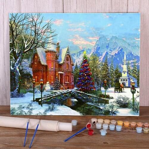 Landscape Winter Snow Scenery Painting By Numbers Complete Kit Acrylic Paints 50*70 Oil Painting Handmade Crafts Handicraft