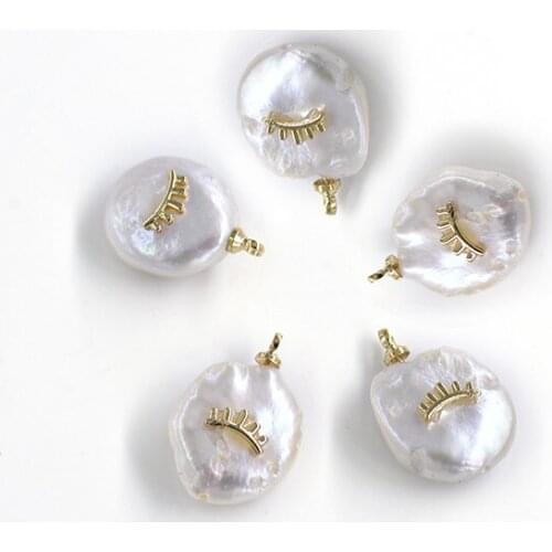 White coin freshwater pearl eyelash coin pendant for DIY jewelry making loose beads FPPJ wholesale nature