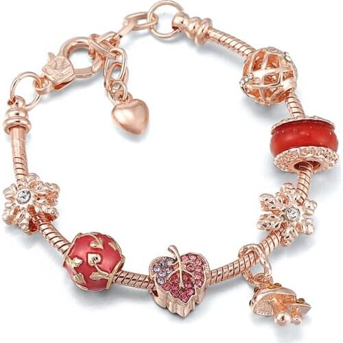 Simple And Fashionable Rose Gold Hollow Large Hole Beads DIY Rhinestone Beads Brand Snake Bone Chain Womens Love Bracelet Gifts