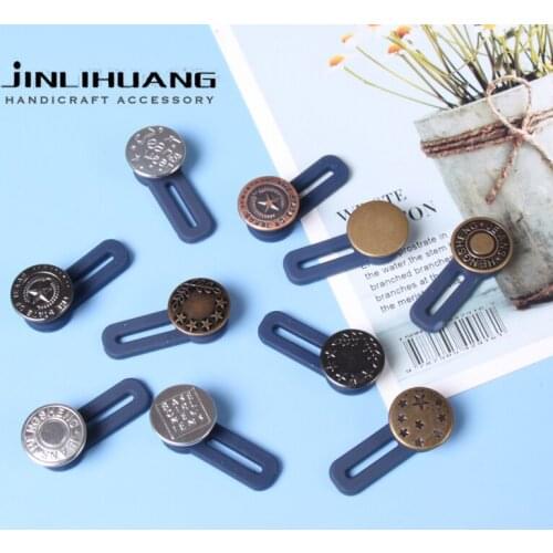 5Pcs 17MM Free Sewing Buttons Retractable Jeans Waist Button Metal Extended Buckles Pant Waistband Expander DIY Sewing Buttoni