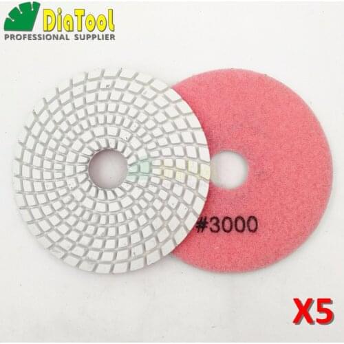 SHDIATOOL 10pcs Dia 100mm/4" 3000# Diamond Flexible Wet Polishing Pad Granite Marble Ceramic Stone Sanding Disc Polishing Disc