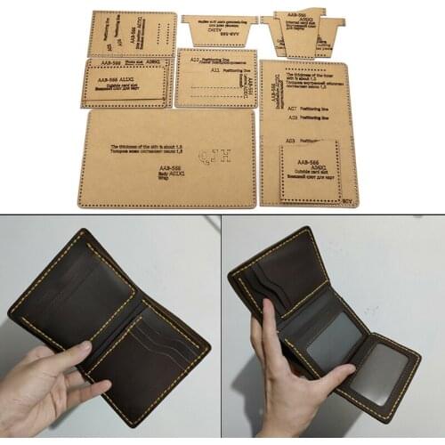 Stylish Leather Short Wallet Kraft Paper Pattern DIY Leather Bag Stenticl Design Mould Handmade Craft Paper Template Supplies