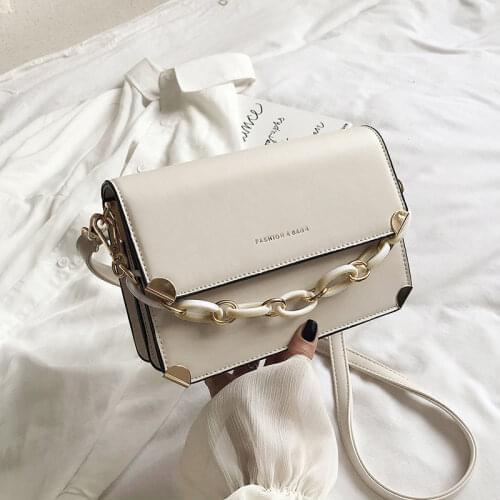 Crossbody Bag Women Bag Shoulder Bag Female Handbag Purse Backpack Chain Fashion 2021 New Trend PU Leather Simple Contrast Color