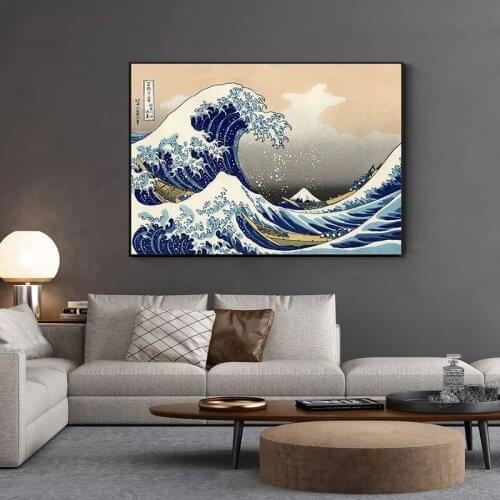 The Great Wave of Kanagawa Ukiyoe Canvas Painting Japanese Vintage Wall Art Pictures Famous Painting Living Room Decoration