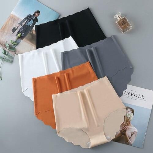 Autumn New Seamless Ice Silk Womens Panties Lightweight Breathable Underwear Sexy High Waist Comfortable Woman Underwear