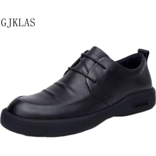 Genuine Leather Casual Shoes Men Flats Dress Formal Platform Shoes Man Classic Black Leather Shoes for Men Original Fashion