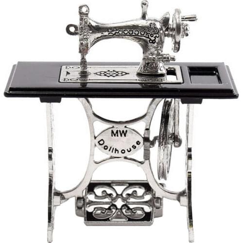Vintage Mini Sewing Machine Dollhouse Doll Cloth Model Accessories Home Furniture Crafts Home Decoration Figurines Miniatures