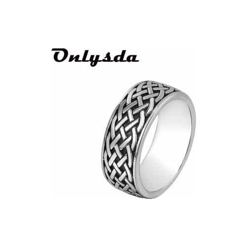 Vintage Stainless Steel Celtics Knot Ring Men Nordic Trinity Wedding Rings Womens Band Promise Viking Jewelry Party Gift OSR942