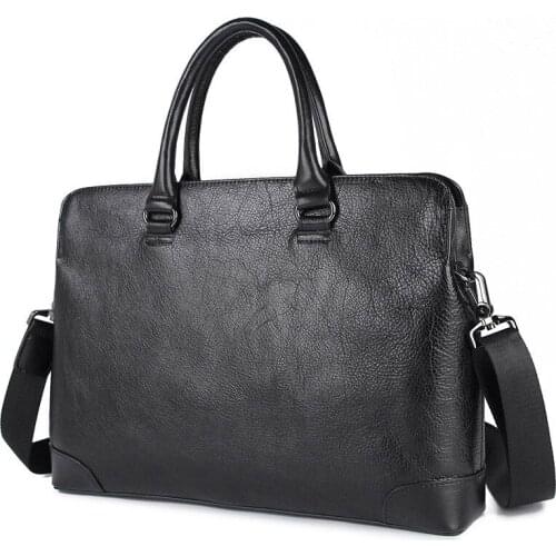 Luufan Genuine Leather Waterproof Briefcase Korean Style Crossbody Bag Men Handbag Male Business 14'' Laptop Shoulder Bag