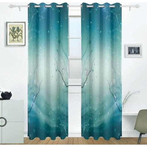 Winter Nature Abstract Curtains Drapes Panels Darkening Blackout Grommet Room Divider for Patio Window Sliding Glass Door