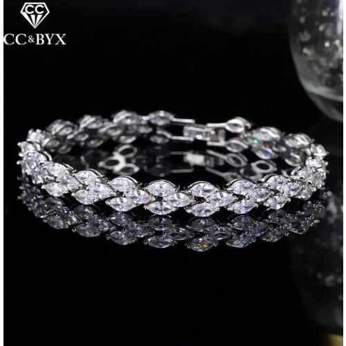 CC Bracelets For Women Elegant Exquisite High Quality Shine Crystal Charm Bangle Wedding Accessories Bride Jewelry Gift S0086