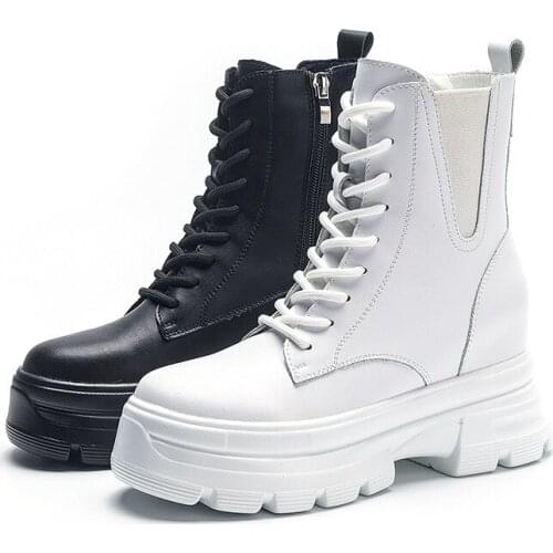Swyivy Genuine Leather Whtie Snow Boots Women Winter Warm Shoes Platform Sneakers High Top 2020 Fur Warm Shoes Femake Ankle Boot