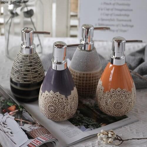 330ml Hand Soap Dispenser Bottle Nordic Style Ceramics Lotion Bottle Wristband Hand Dispenser Bathroom Accessories Supplies