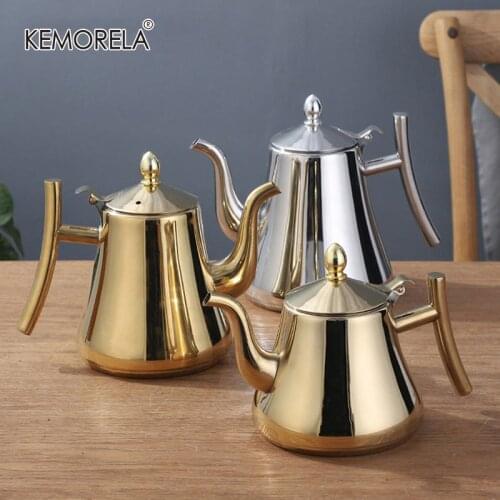 1L/1.5L/2L Thick Stainless Steel Kettle Golden Silver Tea Pot With Filter Heat Resistant Coffee Pot Induction Cooker Kettle