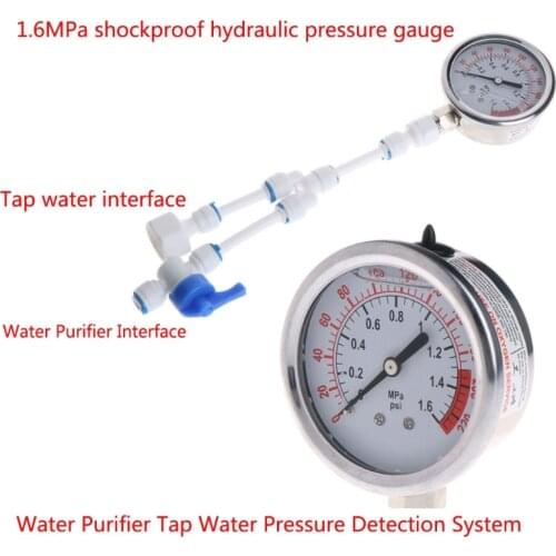 2in1 Water Purifier Tap Pipes Pressure Gauge Test Meter 0-1.6MPA Anti-vibration Dropshipping