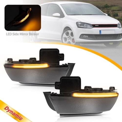 2X Side Mirror Turn Signal Lights Sequential Waterflow Blinker For Volkswagen Polo Mk5 Up Ameo Vento Skoda E-Citigo Seat 2006