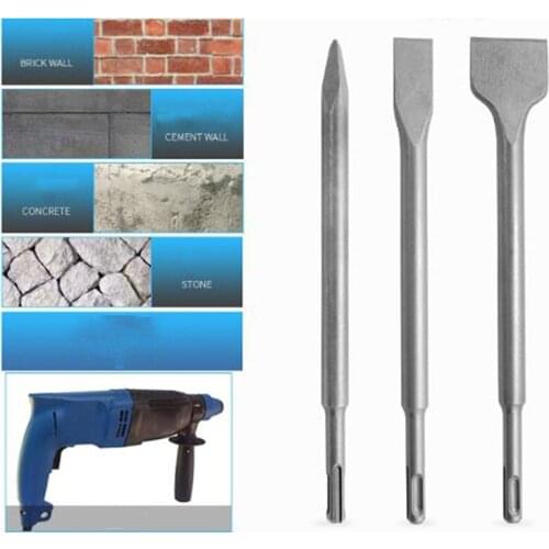 3pcs/set Durable Flat And Pointed Cold Chisel 25*2cm Electric Hammer Drill Bit For Woodworking Concrete Wall Rock Tools