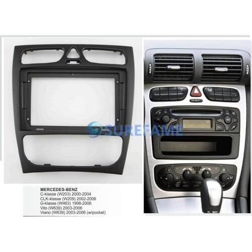 9 inch Car Fascia Radio Panel for MERCEDES BENZ Viano (W639) ; Vito (W639) 2003-2006 Dash Kit Facia Bezel Adapter 9inch Plate