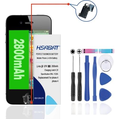 HSABAT 2800mAh Battery Use for iphone 4 for iphone4 for iphone 4G for iphone4G Battery free tools+Sticker