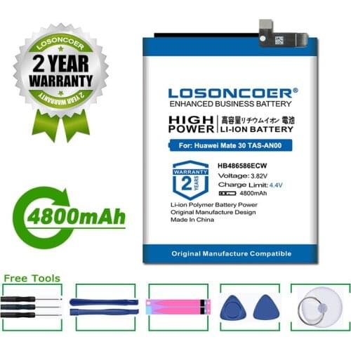 LOSONCOER Battery 4800mAh HB486586ECW Battery For Huawei Mate 30 V30 Nova 6 SE TAS-AN00 Battery