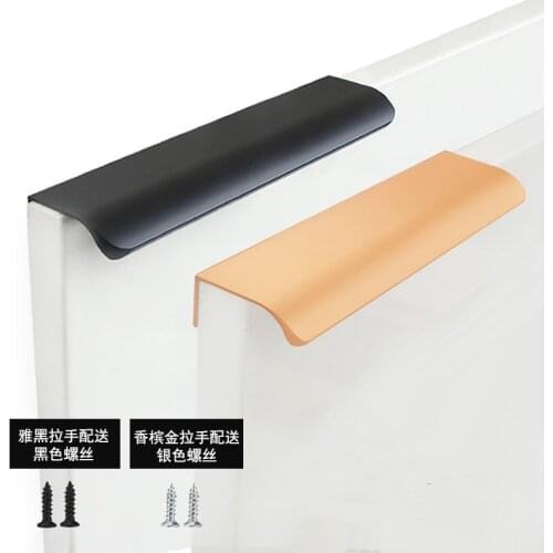 Aluminum 80mm-300mm Long Handles Black gold Hidden Cabinet door pull wardrobe Cupboard Drawer Knobs Furniture Hardware