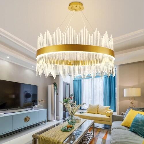 Nordic Atmospheric Crystal ligth Living Room LED Chandelier Bedroom Hotel Lobby Lighting Luxury Creative Lamp