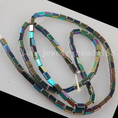 Free Shipping Fashion Jewelry 2x4mm Multi-Coloder Hematite Oblong Loose Beads 1 Strand 15.5" FG5865