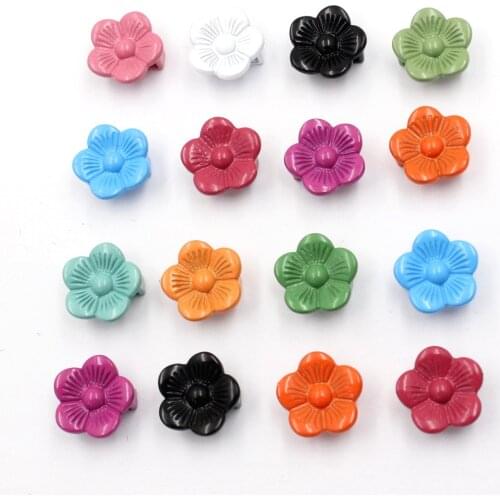 20pcs Colorful Flowers Slider Beads For Bracelet Necklace Clasps DIY Making Accessories 14x15mm Hole:Approx 2.5x10.5mm K06258
