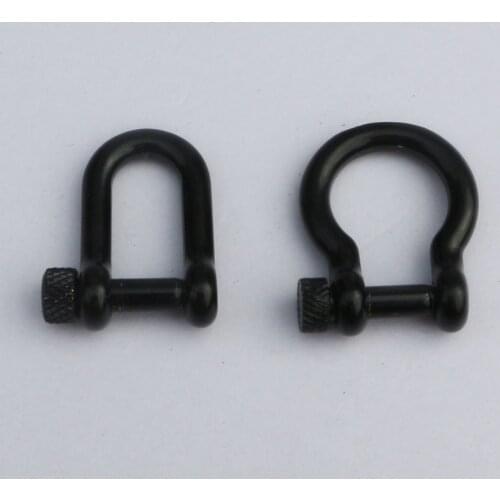 10PC Black Stainless Steel Bow/U Shape Anchor Adjustable Shackle Round Pin Outdoor Survival Rope Paracord Bracelet Buckle