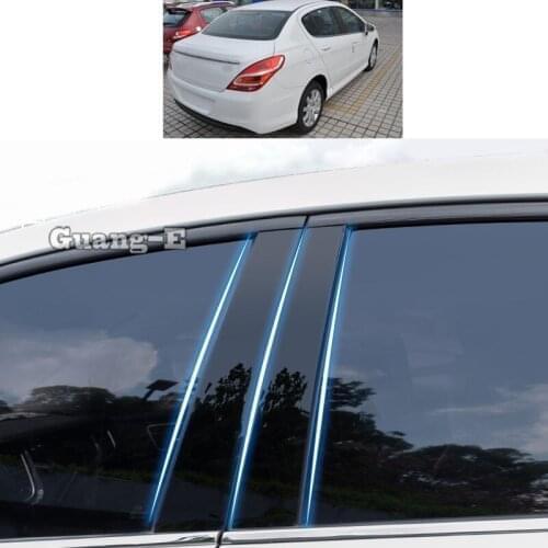For Peugeot 408 2014 2015 2016 2017 2018 Car PC Material Pillar Post Cover Door Trim Window Piano Black Molding Sticker Plate