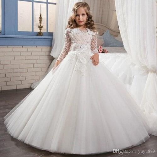 Elegant Dress For Kids Princess First Communion Dresses Flower Girl Dresses Kids Wedding Birthday Gown