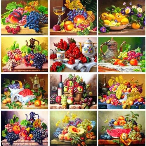 Huacan 5D DIY Diamond Painting Fruit Full Square Diamond Embroidery Mosaic Grape Decorations Home