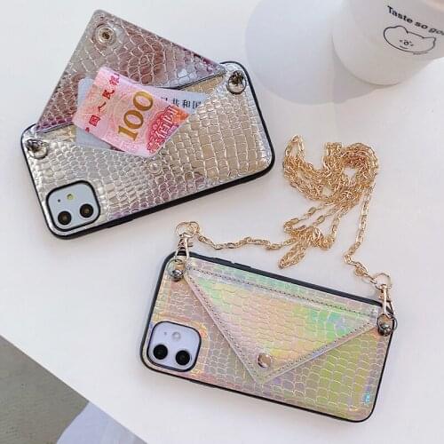 Leather Case For iPhone 11 Pro Max XR X 6 6S 7 8 Plus Case Wallet Cover Snake Phone Case For iPhone XS Max SE 2020 Metal Chain