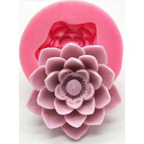 Candle Form Soap Mold 3D Lotus Flower Silicone Candle Molds DIY Fondant Cake Decorating Tools Handmade Soap Aromatherapy Mould