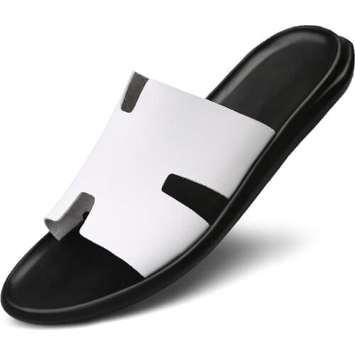 Summer new trend beach slippers simple household hole shoes non-slip outdoor sandals and slippers first layer cowhide