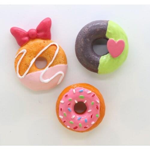Fridge magnet donut pink choclate food mini model round decoration magnetic sticker kids like whiteboard art crafts gift resin