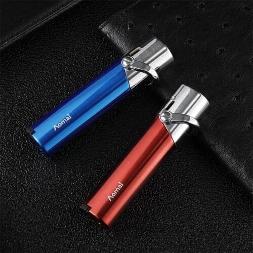 Metal Long Bar Blue Windproof Torch Creative Turbo Circulating Charge Gas Lighter Cigar Smoking Accessories Gadgets For Men