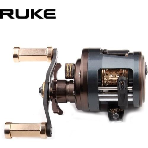 RUKE Metal Fishing Reel Drum Wheel Bait Casting Trolling Lure Reel 11+1 Bearings Metal Cover Alloy Spool Carbon Handle