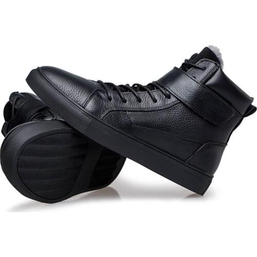 Top Quality Brand High Help Men Genuine Leather Lace Up Winter Fashion Warm Shoes Male Ankle Boots Punk Style Motorcycle Biker