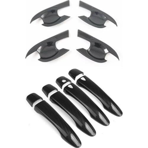 NEW-For Nissan Navara NP300 2015-2020 Carbon Fiber Car Side Door Handle Bowl Cover Trim Sticker Decoration Accessories 8PCS