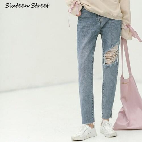 New High Waisted Denim Jeans Femme Hole Cowboy Pants Y2k Aesthetic Fashion Streetwear Trousers Women Vintage Washed Ladies 2021