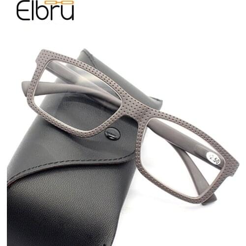 Elbru Vintage Men Women Reading Glasses Ultralight Clear Lens Presbyopic Eyeglasses Square Hyperopia Eyewear Diopters +1.0 +3.5