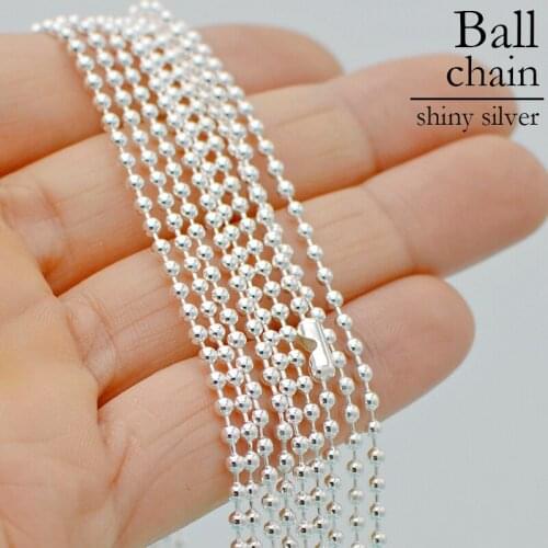 50 Pieces Silver Plated Ball Chain Necklace 24 30 Inch Bead Necklace Gold Bronze Copper Gunmetal Black for Women Jewelry Making