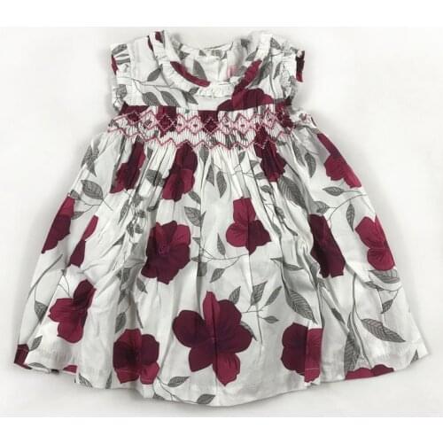 Toddler Baby Girl Dress 1-2 Years Print Bowknot Princess Vestido Vintage smocking Dresses for Girl Floral Cotton Dresses