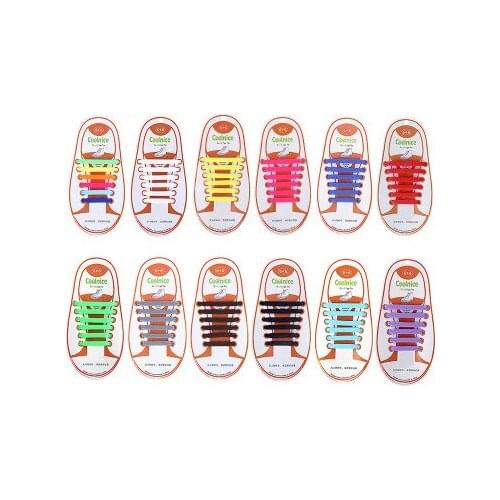 12pcs/lot Silicone Shoelaces Elastic ShoeLaces Special No Tie Shoelace for Kids Anchor Lacing Rubber Zapatillas 13 Colors